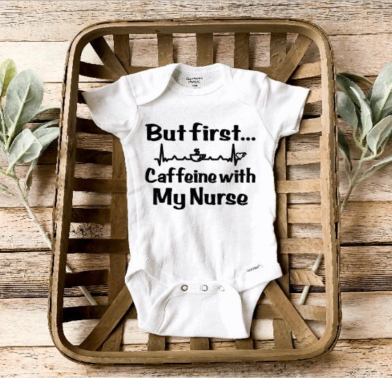 Preemie baby/ NICU caffeine humor/NICU baby/Preemie Clothes/Preemie Boy/NICU Nurse Onesie